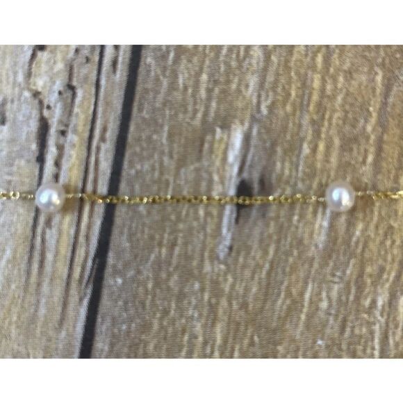 Floating Pearl Necklace 14k Gold Chain RCI 8 Pearls 2.36 Grams 17 Inches Long - Picture 8 of 16